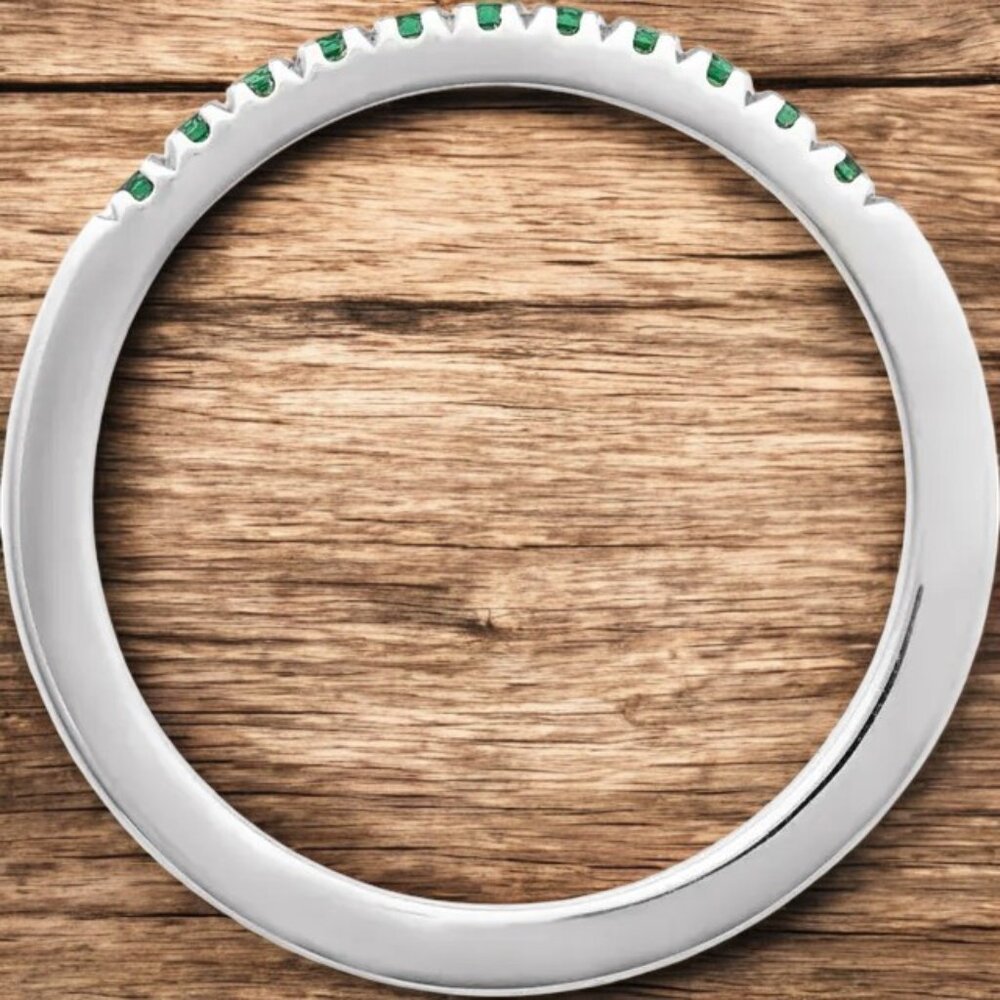 1/6 Ctw Round Lab Created Emerald Stackable Ring … - image 2